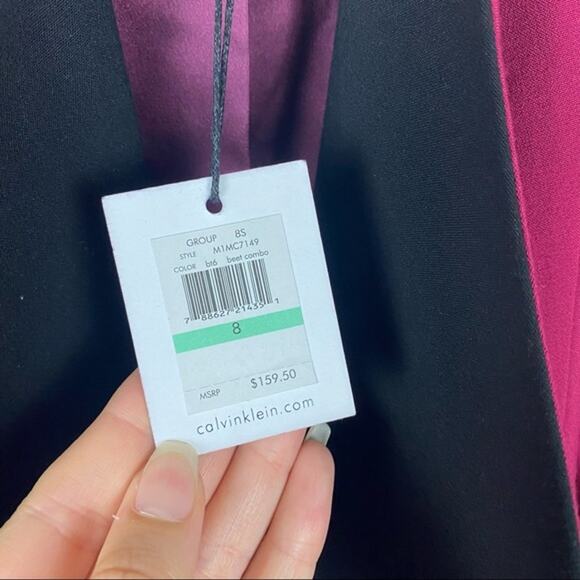 Calvin Klein Rose Open Front Blazer in Beet Combo - Picture 7 of 7